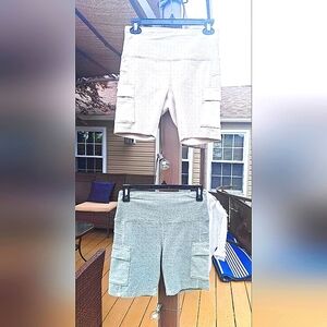 Avalanche beige and Green Bike Shorts High-Waisted Stretch